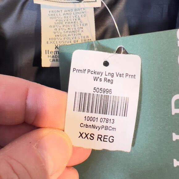 L.L.Bean PrimaLoft Cross Core Packaway Long Vest Women's XXS Reg NEW Item 505996 - Picture 15 of 16